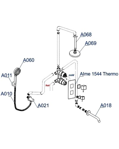 Душевая система WasserKRAFT Alme A171568 Thermo с термостатом Хром