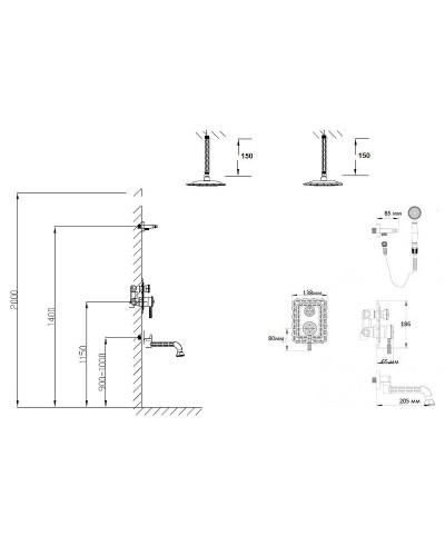 Душевая система Bronze de Luxe Windsor 10137/1F Бронза