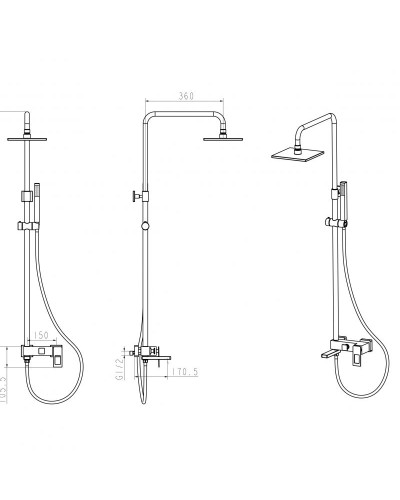 Душевая система Boheme Q 148-BB.2 Черная