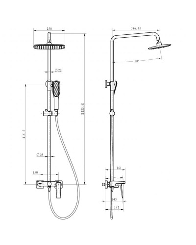 Душевая система Boheme Venturo 388-B Черный Золото