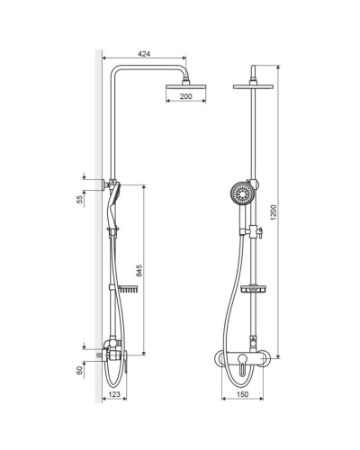Душевая система 200 мм Excellent Rain Active ARAC.1081CR-N