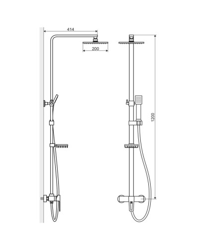 Душевая система 200 мм Excellent Rain Square ARAC.1581CR