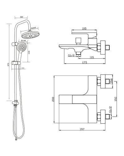 Душевая система Orange Lutz M04-932b Черная