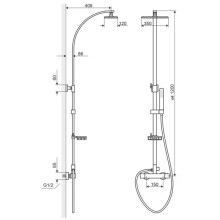 Душевая система с термостатом 350x120 мм Excellent Rain Galaxy ARAC.SY.851WT-N
