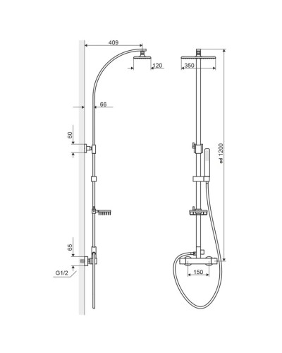 Душевая система с термостатом 350x120 мм Excellent Rain Galaxy ARAC.SY.851WT-N