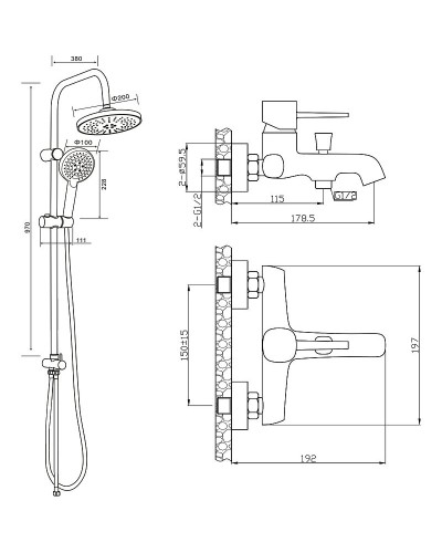 Душевая система Orange Karl M05-932b Черная