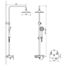 Душевая система 200 мм Excellent Rain Altar ARAC.SY.781CR