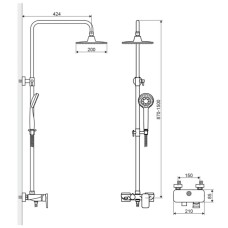 Душевая система 200 мм Excellent Rain Altar ARAC.SY.781CR