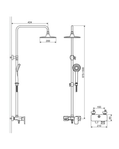 Душевая система 200 мм Excellent Rain Altar ARAC.SY.781CR
