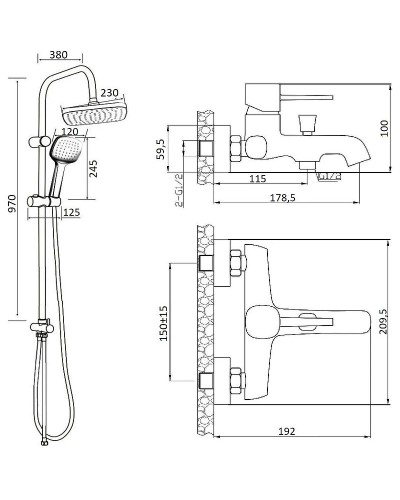Душевая система Orange Karl M05-934b Черная