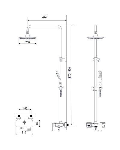 Душевая система 200 мм Excellent Rain Altar White ARAC.SY.781W