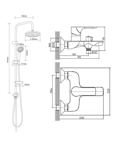 Душевая система Orange Aristo M19-933w Белая