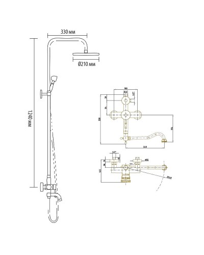 Душевая система Bronze de Luxe Windsor 10120DF/1 Бронза