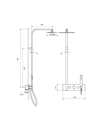 Душевая система Excellent Rain Krotos AREX.8081CR Хром