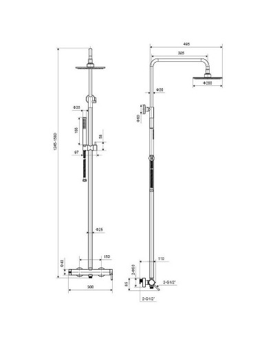 Душевая система Excellent Pi Rain AREX.1281GL Золото