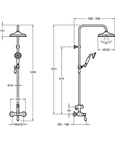 Душевая система Jacob Delafon Louise E24368-CP Хром