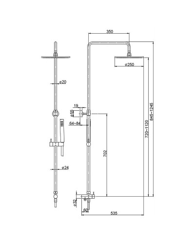 Душевая система Paini RS T4 50CR191ART2P3 Хром