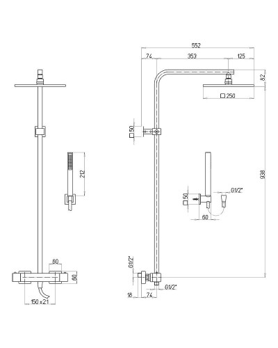 Душевая система Paini Dax-R 84PJ689TH Матовое золото