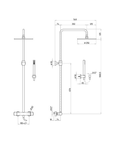 Душевая система Paini Cox 78PJ689TH Матовое золото