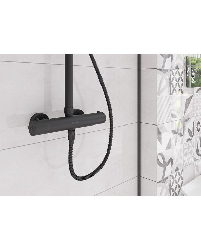 Душевая система Cersanit Brasko Black 63112 с термостатом Черная матовая