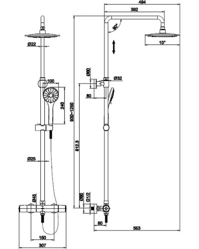 Душевая система Cersanit Odra 63069 с термостатом Хром