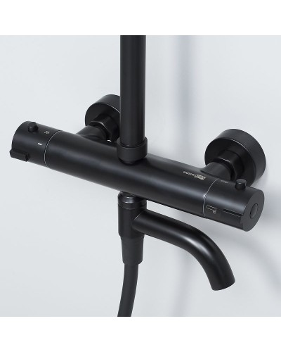 Душевая система WasserKRAFT A28801 с термостатом Черная матовая