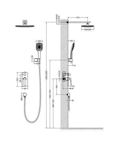 Душевая система Timo Helmi  SX-4069/03SM Черная