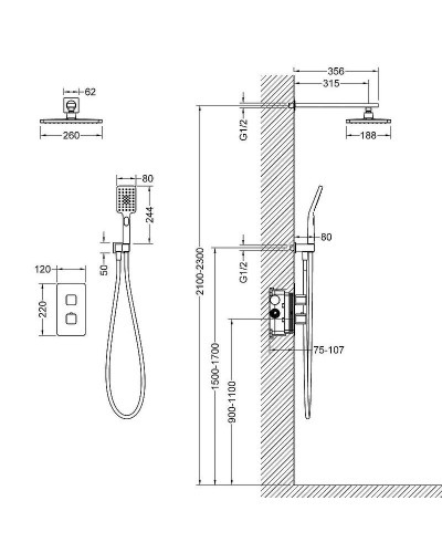 Душевая система Timo Petruma SX-5059/03SM с термостатом Черный