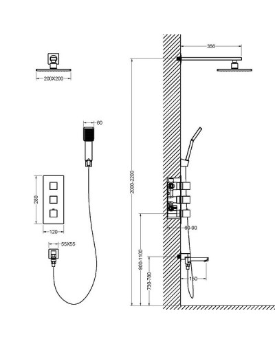 Душевая система Timo Tetra-thermo SX-0199/17SM с термостатом Золото матовое