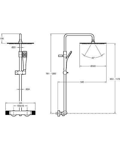 Душевая система Jacob Delafon Rivoli E26587-CP с термостатом Хром глянцевый