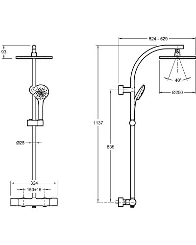 Душевая система Jacob Delafon Amelie E32851-CP с термостатом Хром глянцевый