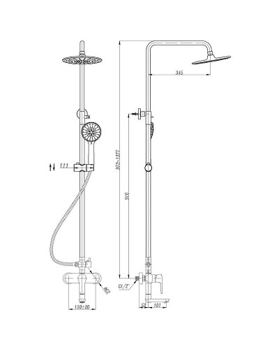 Душевая система Abber AF8316B Черный матовый