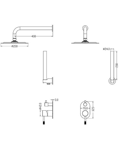 Душевая система Boheme Uno 464-G Золото