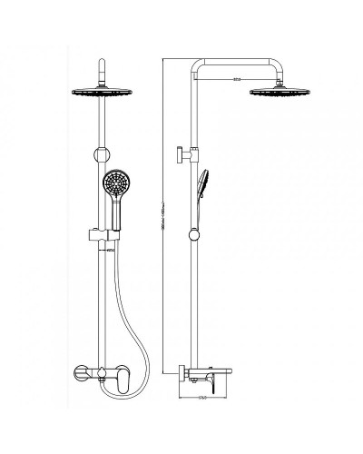 Душевая система Boheme Spectre 458-GM Оружейная сталь