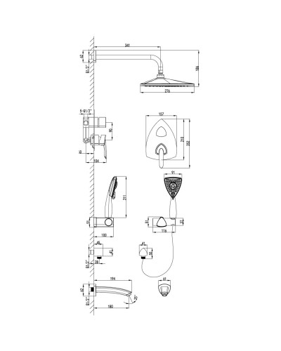 Душевой комплект Lemark Mars LM3522C