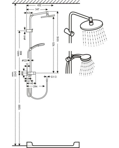 Душевая стойка 260 мм Timo Saga SK-1018 chrome