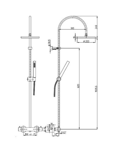 Душевая система Paini Cox 78CR689THABS1KM Хром