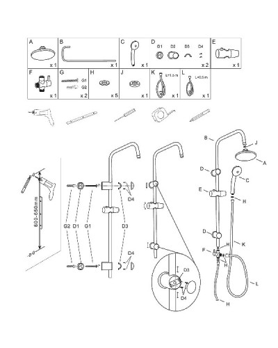 Душевая система Aquanet Passion R AF300-70-R-B 261836 Черная матовая