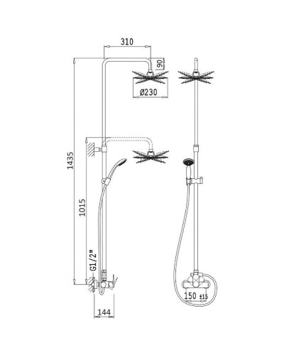 Душевая система Cezares CZR-B-CDA-NOP Черная матовая