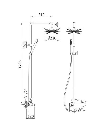 Душевая система Cezares CZR-B-CVD2-ST Сатин