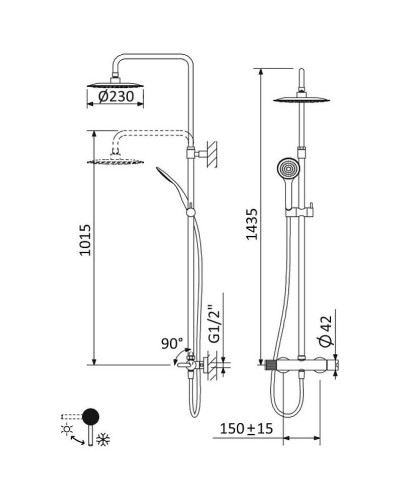 Душевая система Cezares LEAF-CDA-23-NOP Черная матовая