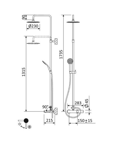 Душевая система Cezares LEAF-CVDA-23-01 Хром