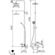 Душевая система Cezares LEAF-CVDA-23-NOP Черная матовая