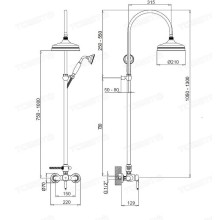 Душевая система Margaroli Classica RU1006AA01GD Золото