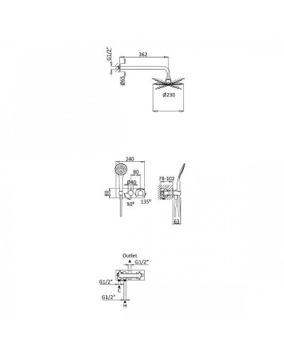 Душевая система Cezares CZR-B-VDIM-T-01 с термостатом Хром