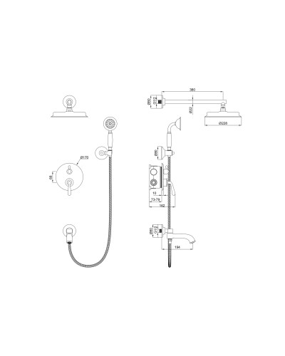 Душевая система встраиваемая Wonzon & Woghand, Брашированное золото (WW-88939008-BG)