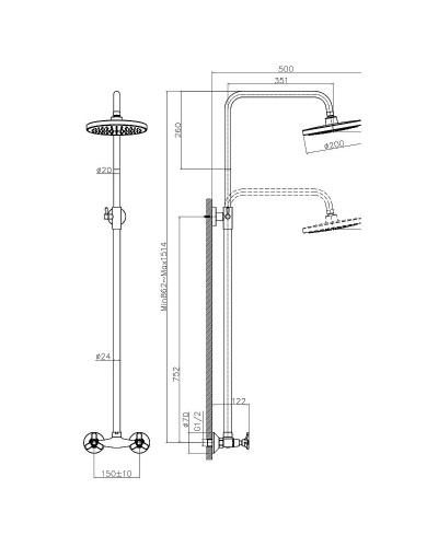 Душевая система Rossinka Q02-44 Хром