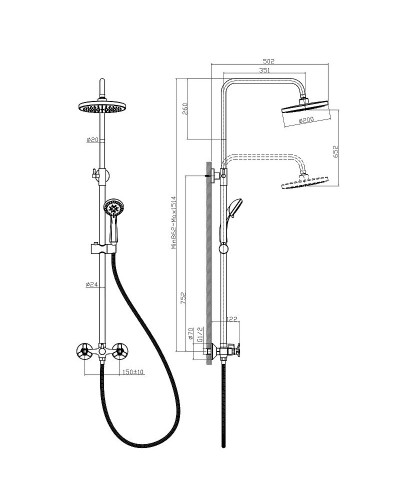 Душевая система Rossinka Q02-45 Хром