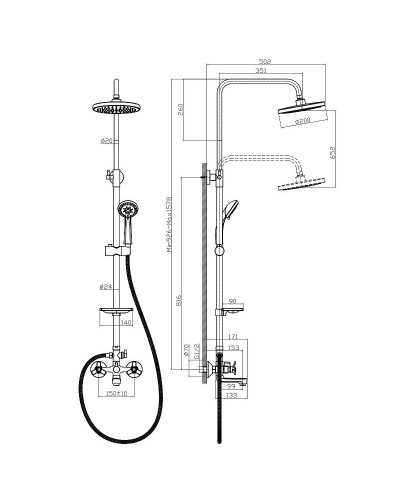 Душевая система Rossinka Q02-46 Хром