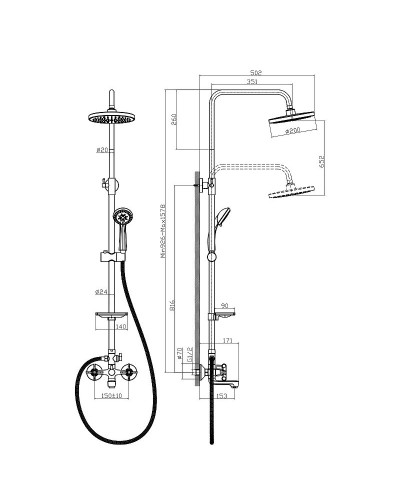 Душевая система Rossinka RS42-46 Хром
